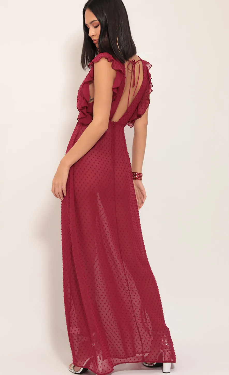 LUCY IN THE SKY Maxi Dresses^Layla Ruffle Chiffon Maxi In Ruby Dots