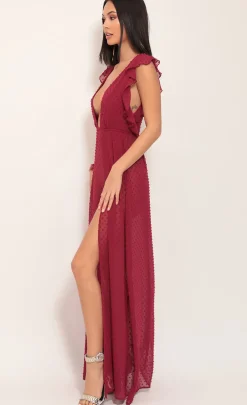 LUCY IN THE SKY Maxi Dresses^Layla Ruffle Chiffon Maxi In Ruby Dots