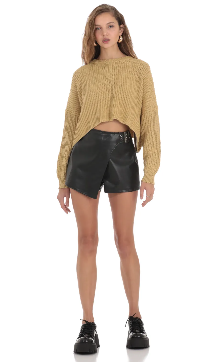 LUCY IN THE SKY Shorts^Leather Buckle Shorts In Black