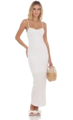 LUCY IN THE SKY Maxi Dresses^Linen Bodycon Maxi Dress In White