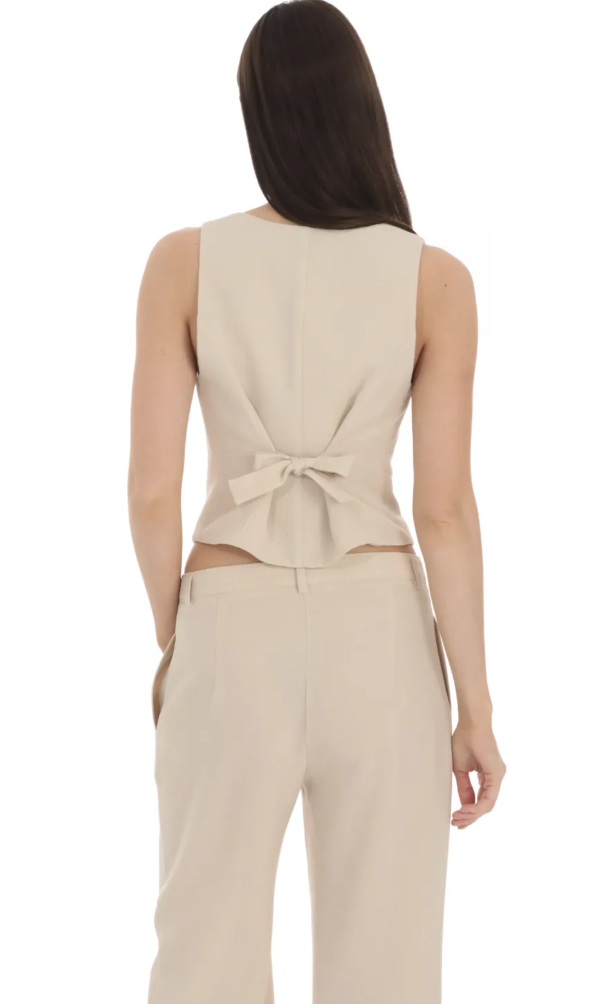 LUCY IN THE SKY Tops^Linen Buttoned Vest In Cream
