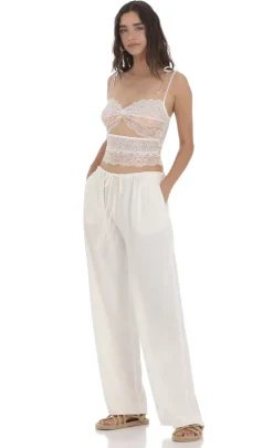 LUCY IN THE SKY Pants^Linen Drawstring Pants In Cream