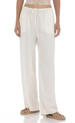 LUCY IN THE SKY Pants^Linen Drawstring Pants In Cream