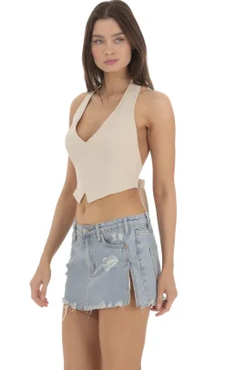 LUCY IN THE SKY Tops^Linen Halter Top In Beige