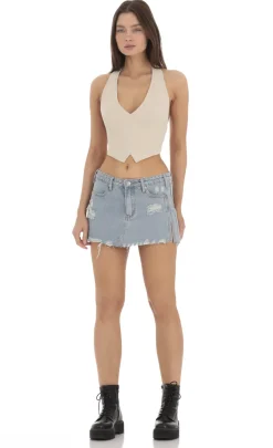 LUCY IN THE SKY Tops^Linen Halter Top In Beige