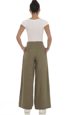LUCY IN THE SKY Pants^Linen Pleated Pants In Olive