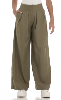 LUCY IN THE SKY Pants^Linen Pleated Pants In Olive