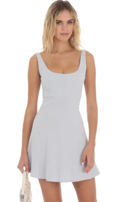 LUCY IN THE SKY Mini Dresses^Linen Skater Dress In Light Blue