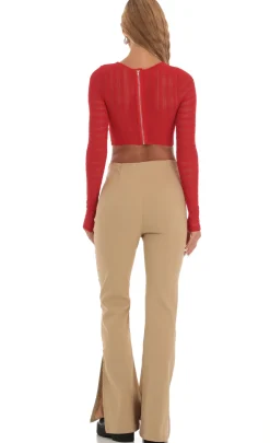LUCY IN THE SKY Tops^Long Sleeve Corset Top In Red