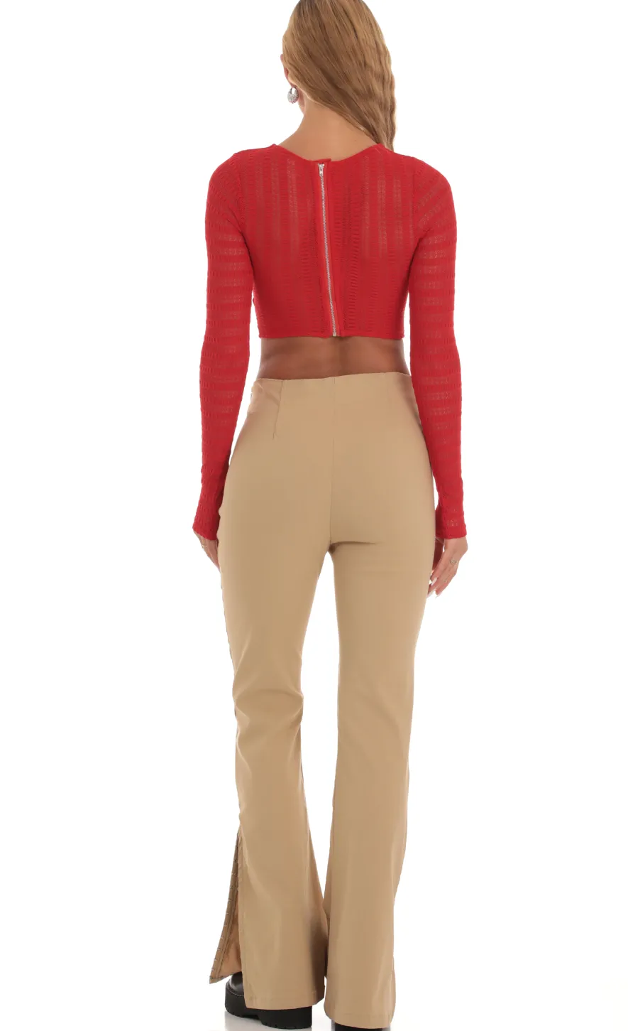LUCY IN THE SKY Tops^Long Sleeve Corset Top In Red