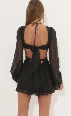LUCY IN THE SKY Mini Dresses^Long Sleeve Flare Dress In Black