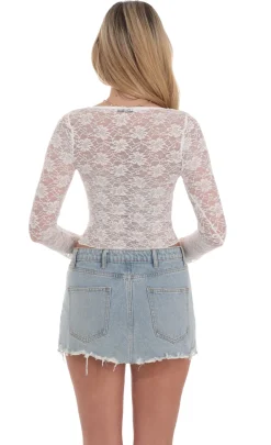 LUCY IN THE SKY Tops^Long Sleeve Lace Top In White