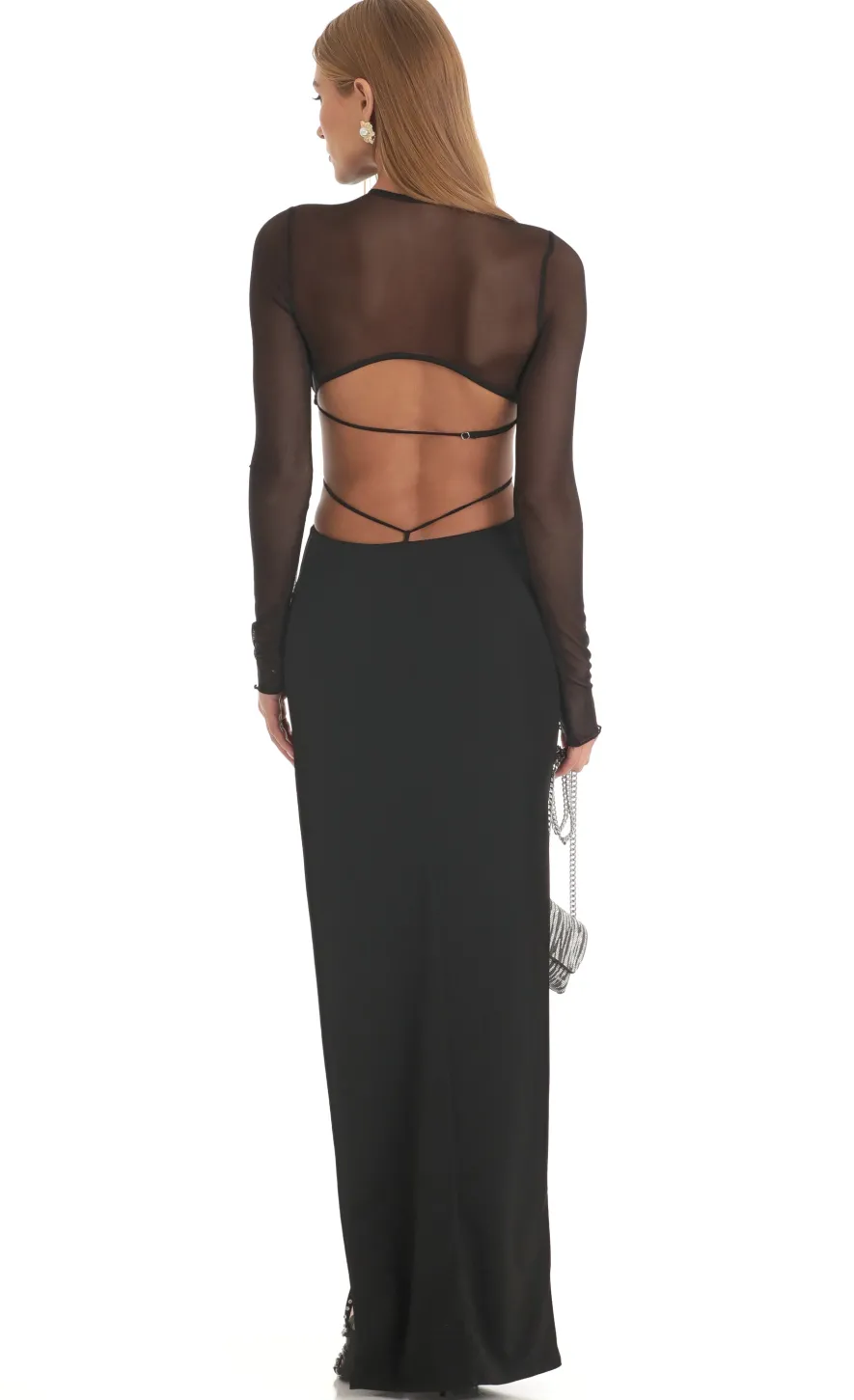 LUCY IN THE SKY Maxi Dresses^Long Sleeve Sheer Back Dress In Black
