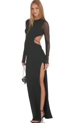 LUCY IN THE SKY Maxi Dresses^Long Sleeve Sheer Back Dress In Black