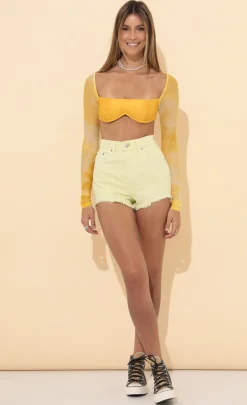 LUCY IN THE SKY Tops^Long Sleeve Top In Yellow