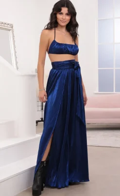 LUCY IN THE SKY Maxi Dresses^Lyla Two Piece Set In Blue Metallic