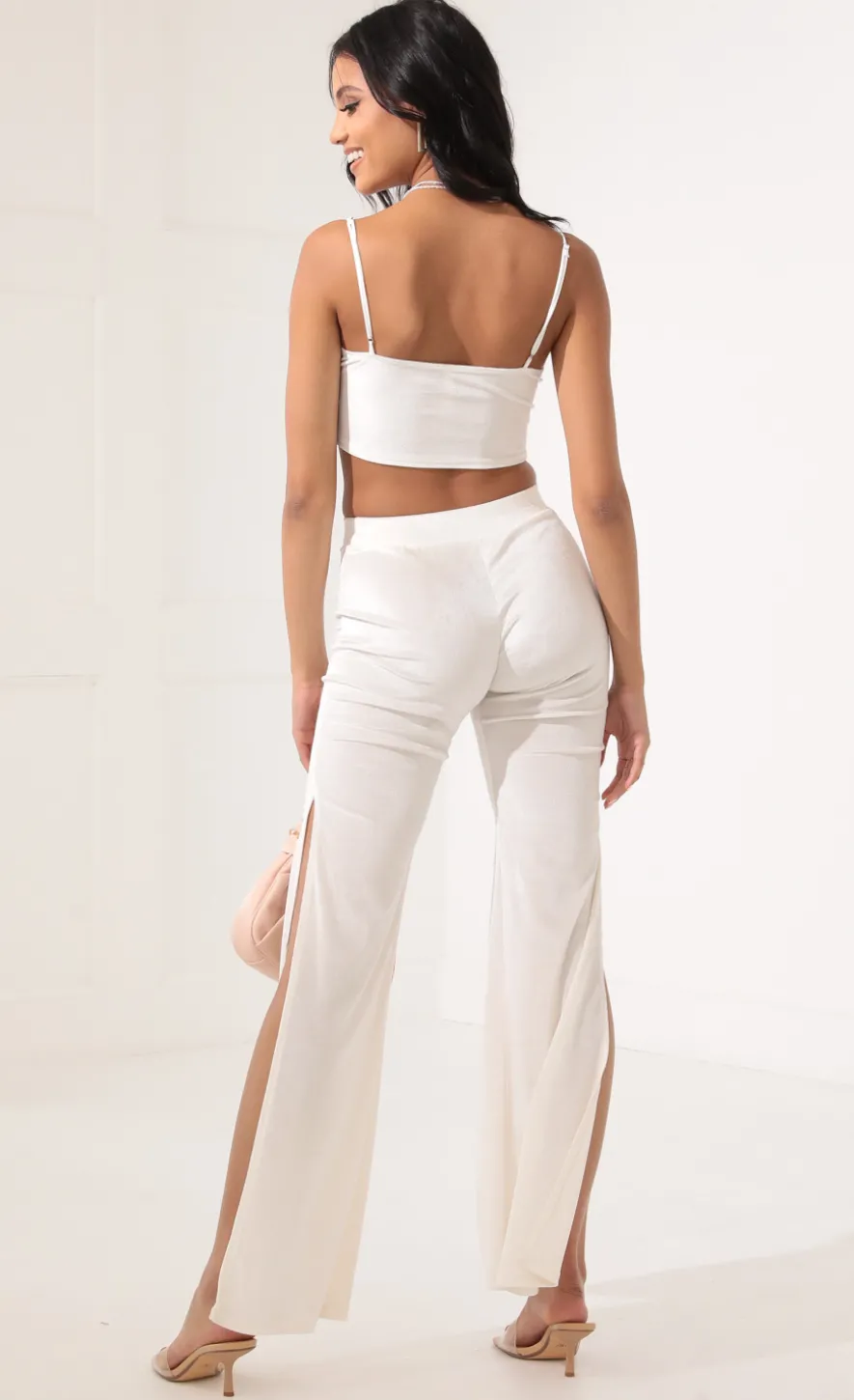 LUCY IN THE SKY Two-Piece Sets|Pants^Manhattan Velvet Set In White