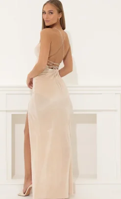LUCY IN THE SKY Maxi Dresses^Maxi Dress In Velvet Champagne Shimmer