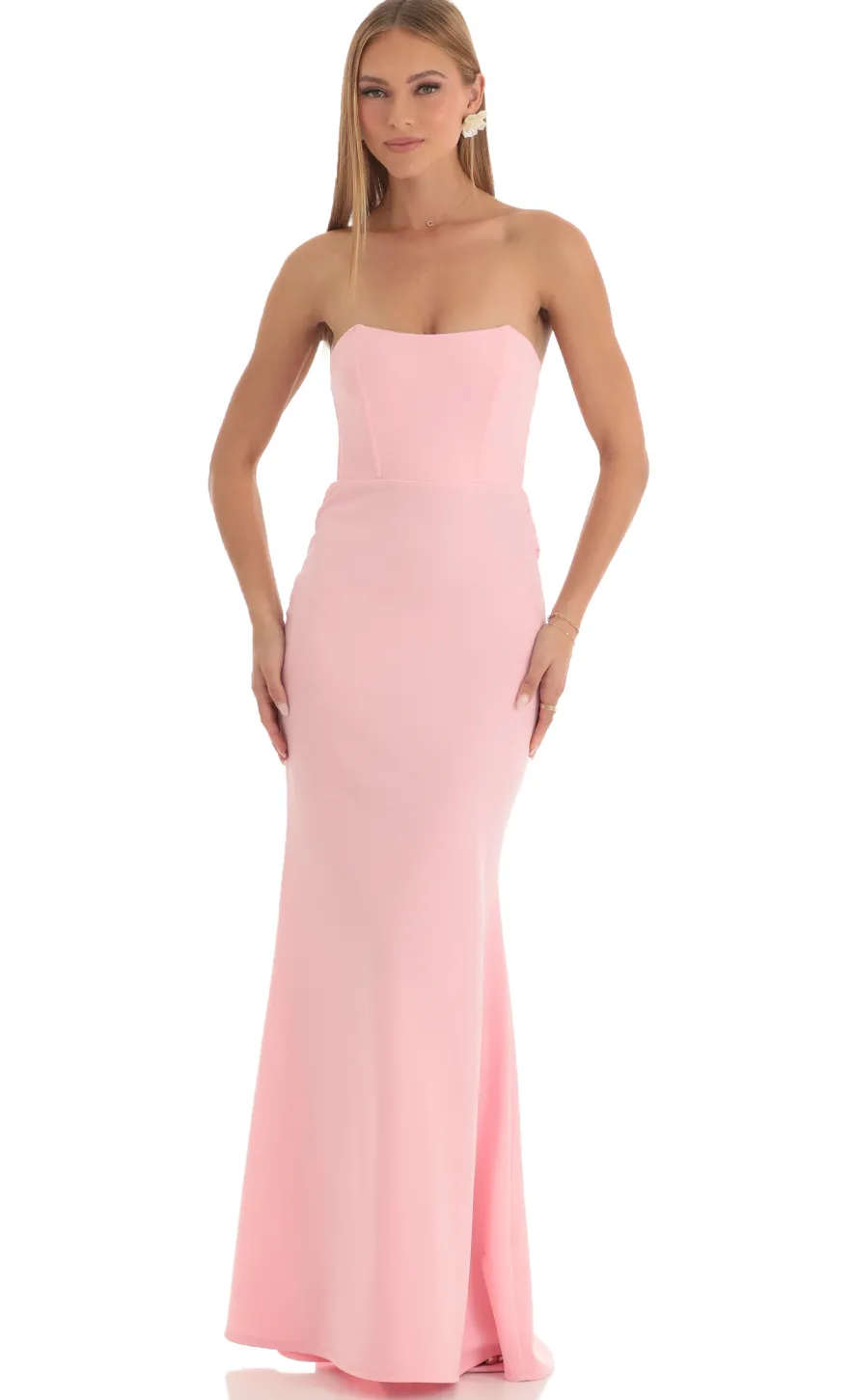 LUCY IN THE SKY Maxi Dresses^Mermaid Strapless Corset Maxi Dress In Pink