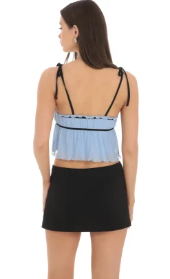LUCY IN THE SKY Tops^Mesh Babydoll Top In Blue