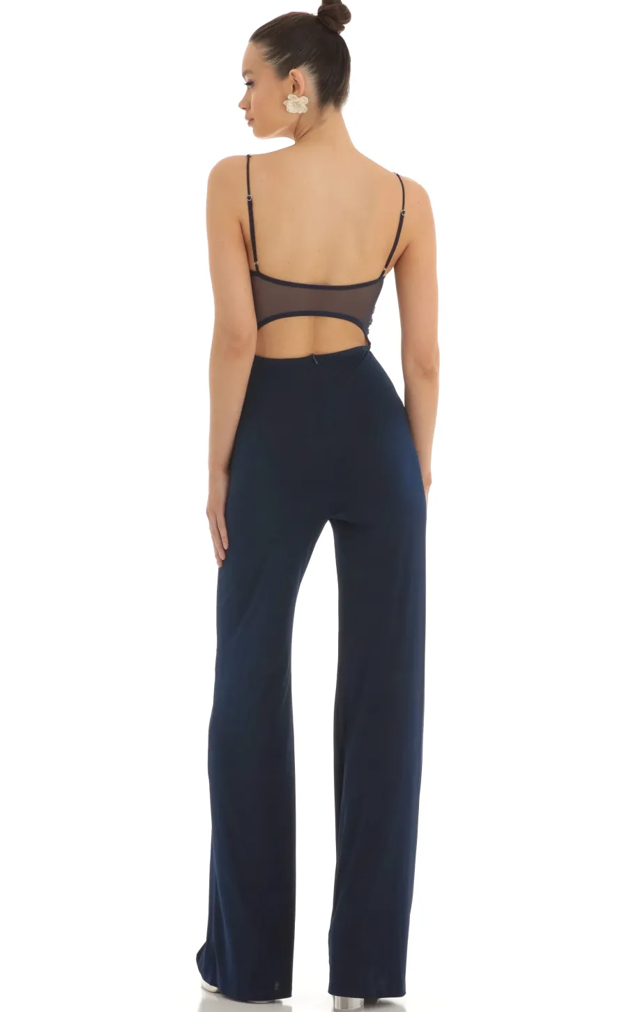 LUCY IN THE SKY Jumpsuits^Mesh Back Wide Leg Jumpsuit In Navy