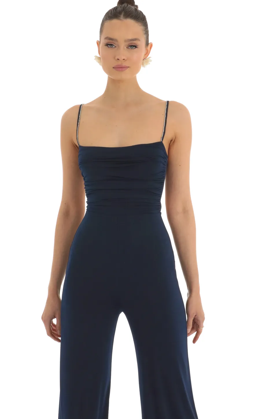 LUCY IN THE SKY Jumpsuits^Mesh Back Wide Leg Jumpsuit In Navy