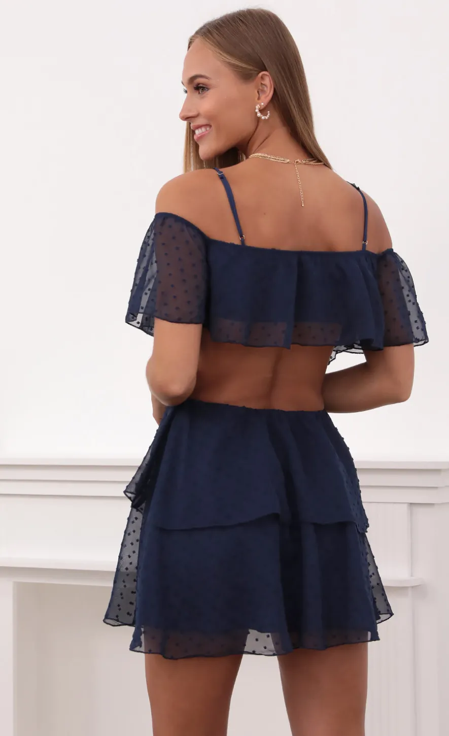 LUCY IN THE SKY Mini Dresses^Mesh Cutout Dress In Navy