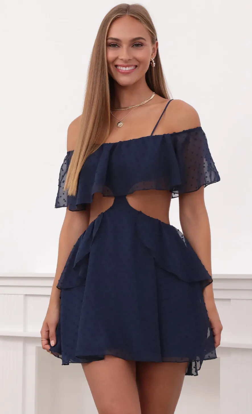 LUCY IN THE SKY Mini Dresses^Mesh Cutout Dress In Navy