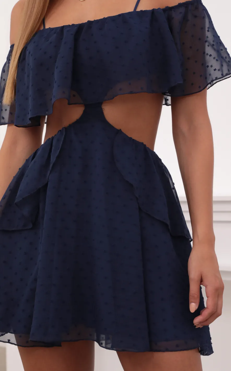 LUCY IN THE SKY Mini Dresses^Mesh Cutout Dress In Navy