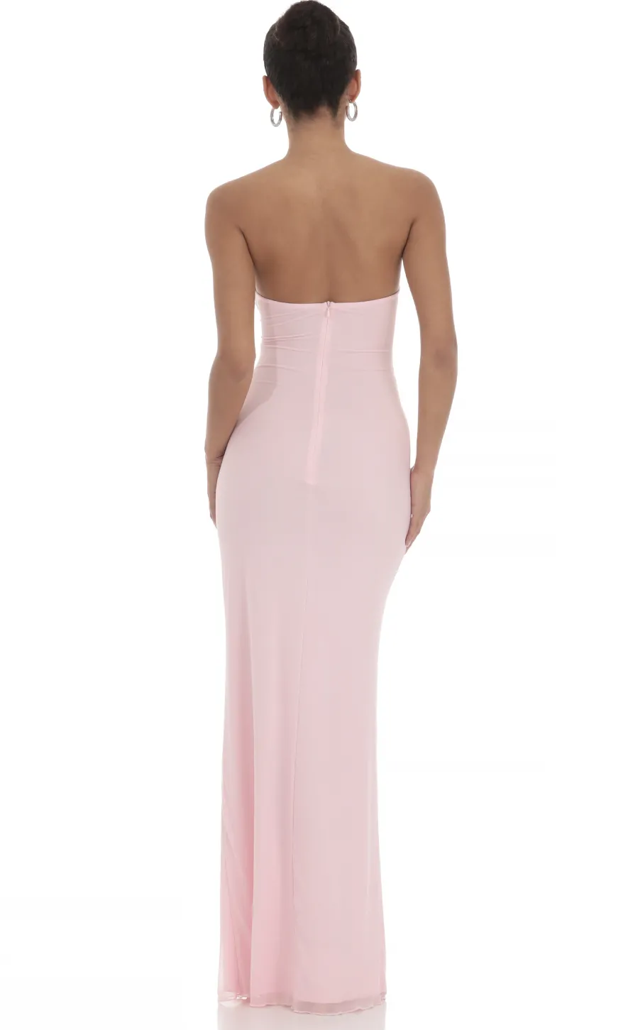 LUCY IN THE SKY Maxi Dresses^Mesh Cutout Ruffle Maxi Dress In Pink