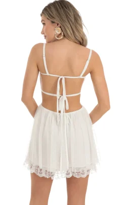 LUCY IN THE SKY Mini Dresses^Mesh Dotted Dress In White