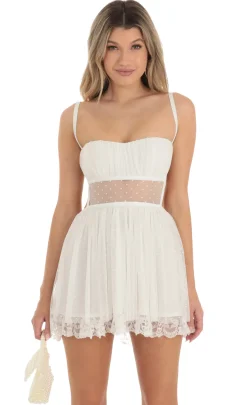 LUCY IN THE SKY Mini Dresses^Mesh Dotted Dress In White