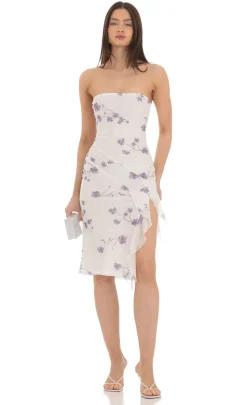 LUCY IN THE SKY Midi Dresses^Mesh Floral Midi Dress In White