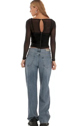 LUCY IN THE SKY Tops^Mesh Lace Top In Black