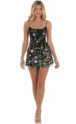 LUCY IN THE SKY Mini Dresses^Mesh Multi Color Sequin Dress In Black