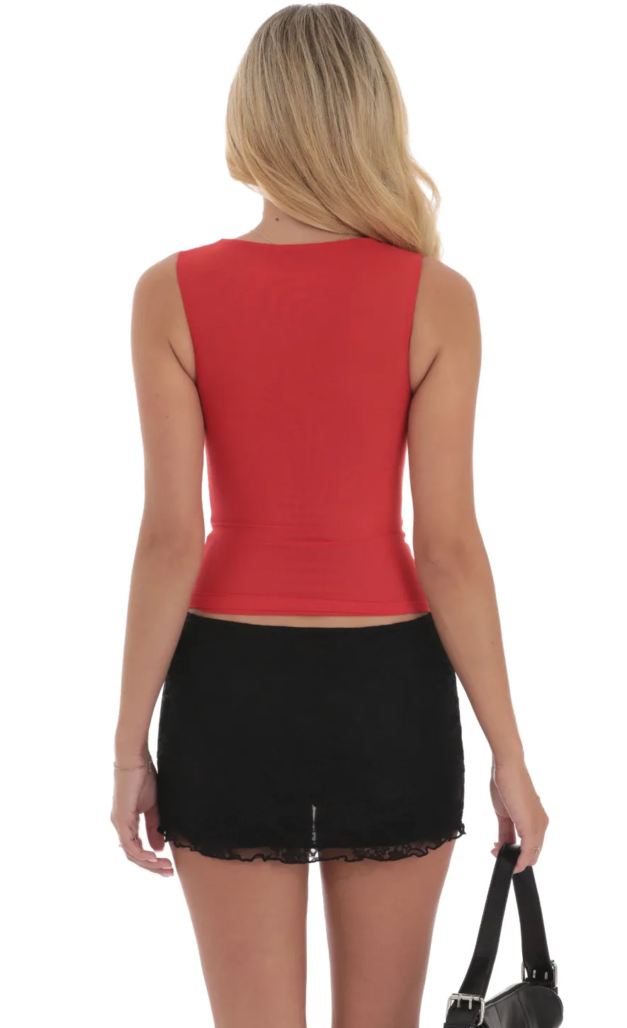 LUCY IN THE SKY Tops^Mesh Ruched Top In Red