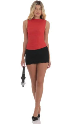 LUCY IN THE SKY Tops^Mesh Ruched Top In Red