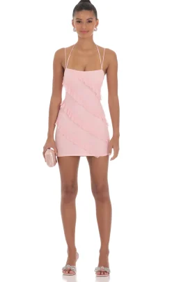 LUCY IN THE SKY Mini Dresses^Mesh Ruffle Dress In Pink