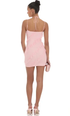 LUCY IN THE SKY Mini Dresses^Mesh Ruffle Dress In Pink