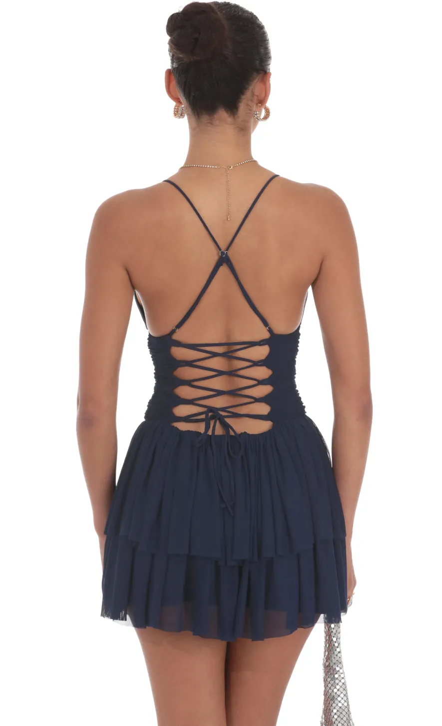 LUCY IN THE SKY Mini Dresses^Mesh Tiered Dress In Navy
