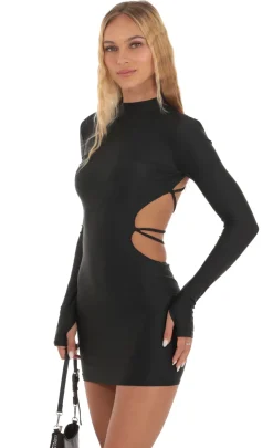 LUCY IN THE SKY Mini Dresses^Mock Neck Dress In Black