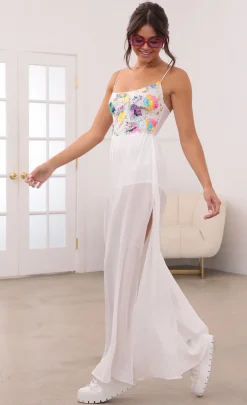 LUCY IN THE SKY Jumpsuits^Multicolor Sequin Jumpsuit In White