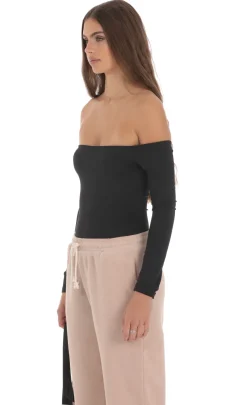 LUCY IN THE SKY Bodysuits^Off Shoulder Bodysuit In Black