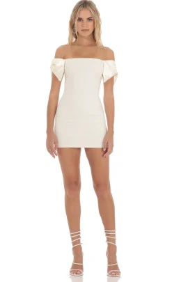 LUCY IN THE SKY Mini Dresses^Off Shoulder Bow Sleeves Dress In Ivory