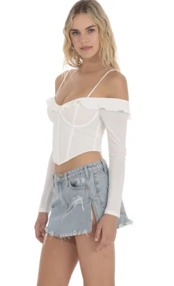 LUCY IN THE SKY Tops^Off Shoulder Corset Top In White