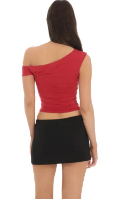 LUCY IN THE SKY Tops^Off Shoulder Crop Top In Red