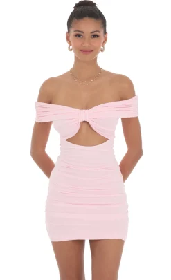 LUCY IN THE SKY Mini Dresses^Off Shoulder Cutout Bodycon Dress In Pink