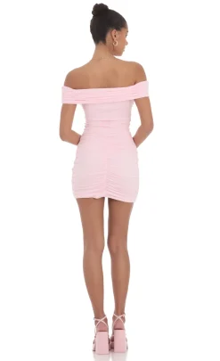 LUCY IN THE SKY Mini Dresses^Off Shoulder Cutout Bodycon Dress In Pink