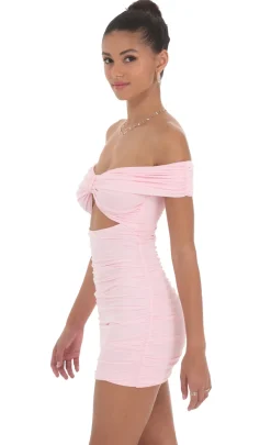 LUCY IN THE SKY Mini Dresses^Off Shoulder Cutout Bodycon Dress In Pink