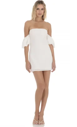 LUCY IN THE SKY Mini Dresses^Off Shoulder Puff Sleeve Dress In White